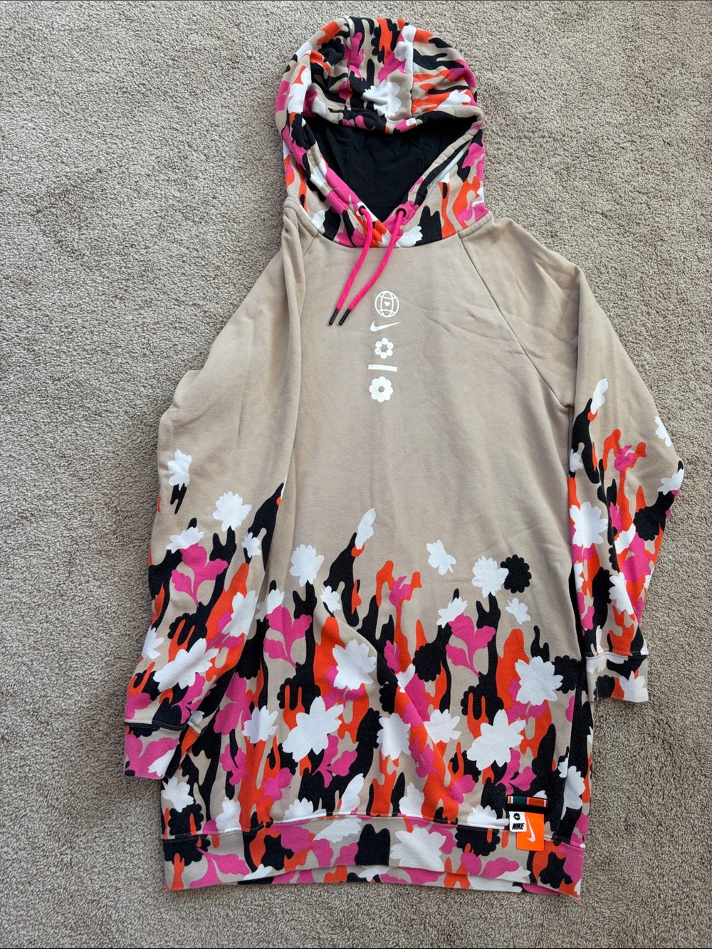 Nike Floral hoodie extra long length